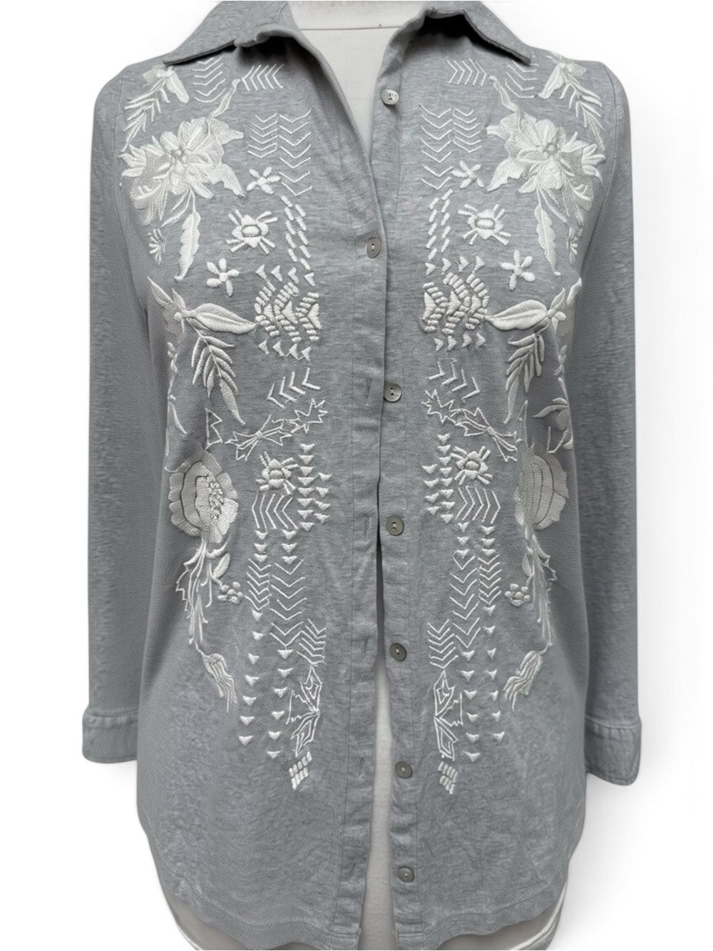 Soft Surroundings Floral Embroidered Tunic Top Shirt Women's size Petite Large